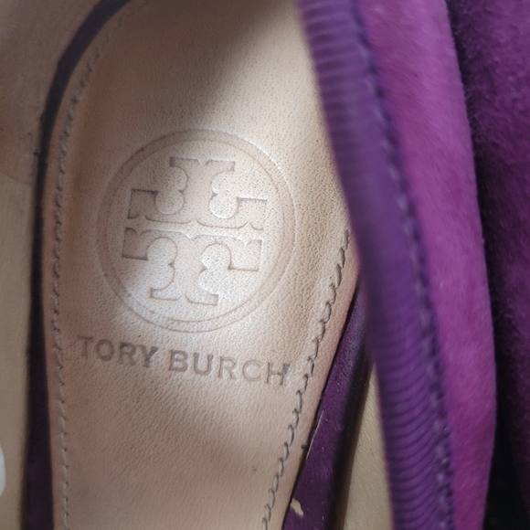 Tory Burch Plum Suede Wedge Heels - Picture 6 of 8